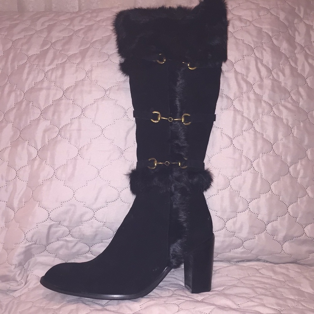 Black cow suede zip up boots size 10 New